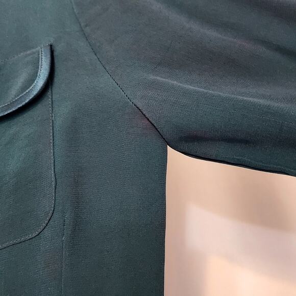 Vintage Audio by Connie Anderson Teal Blue Two Piece Button Down Shirt Skirt Set - Picture 12 of 15